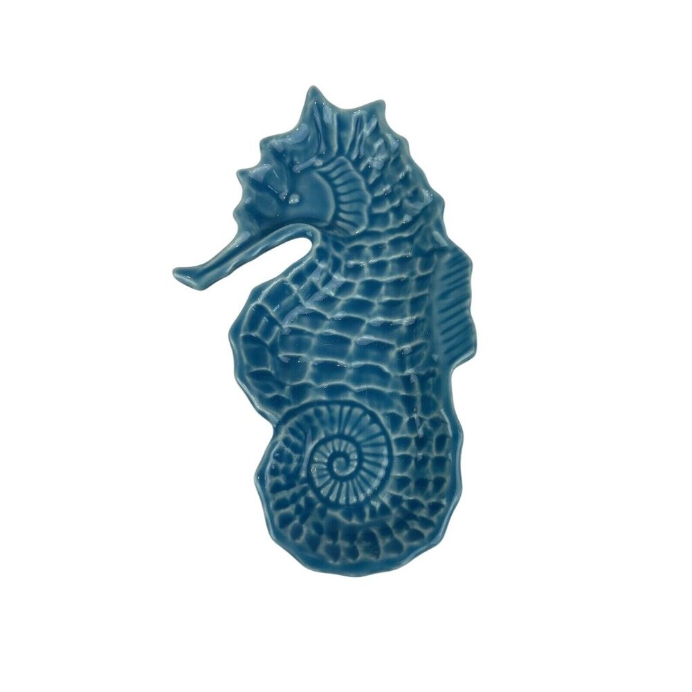 Vintage Andrea Sadek Blue Green Seahorse Porcelain Figurine Ornament Dish - Picture 1 of 6